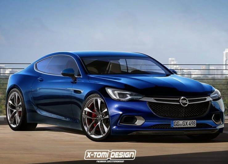 Niebieski Opel Calibra coupe na betonie, w tle panorama miasta, felgi aluminiowe.