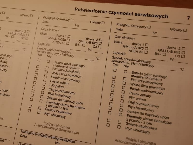 Książka serwisowa