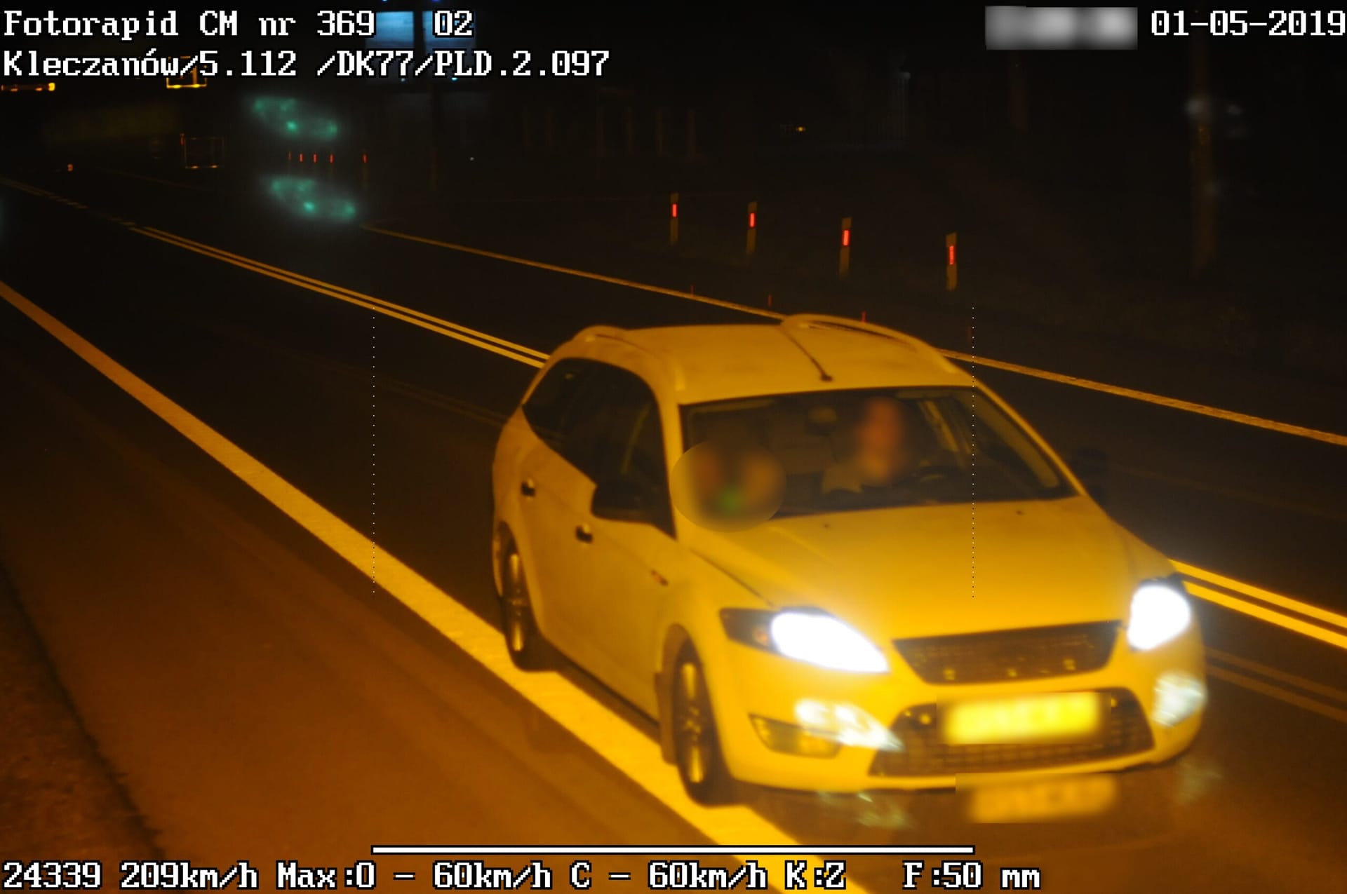 noc zdjęcie fotoradar 200 km/h