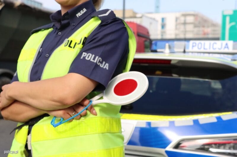 Lizak policjant radiowóz