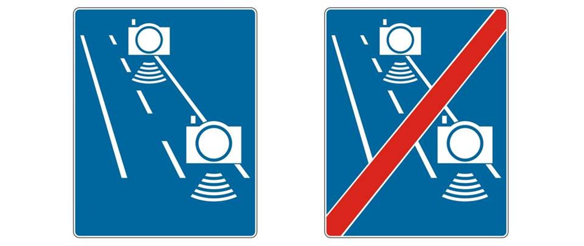 Odcinkowy pomiar prędkości - znak