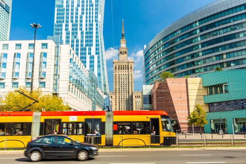 Warszawa tramwaj samochód SCT strefa czystego transportu