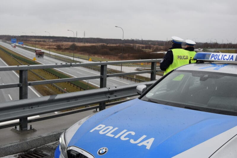 policja radiowóz wiadukt autostrada A4