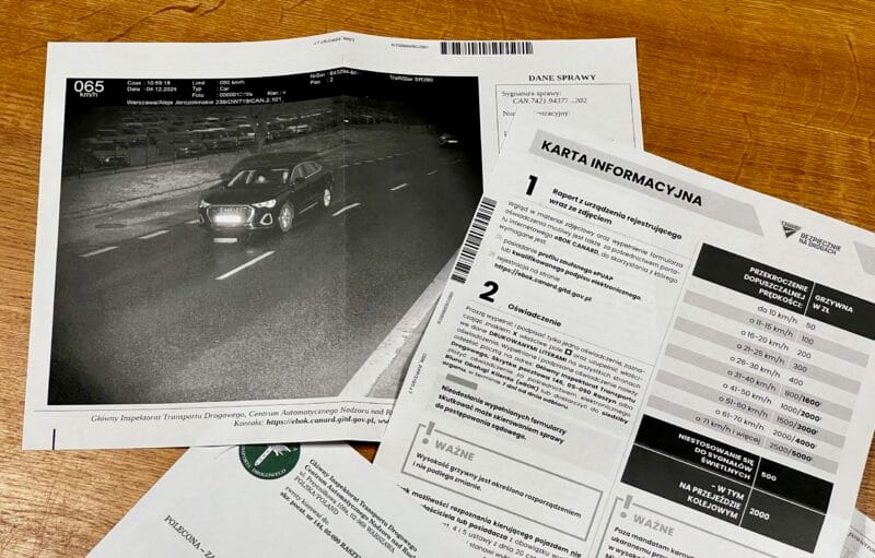 zdjęcie fotoradar TraffiStar SR390 CANARD ITD wezwanie