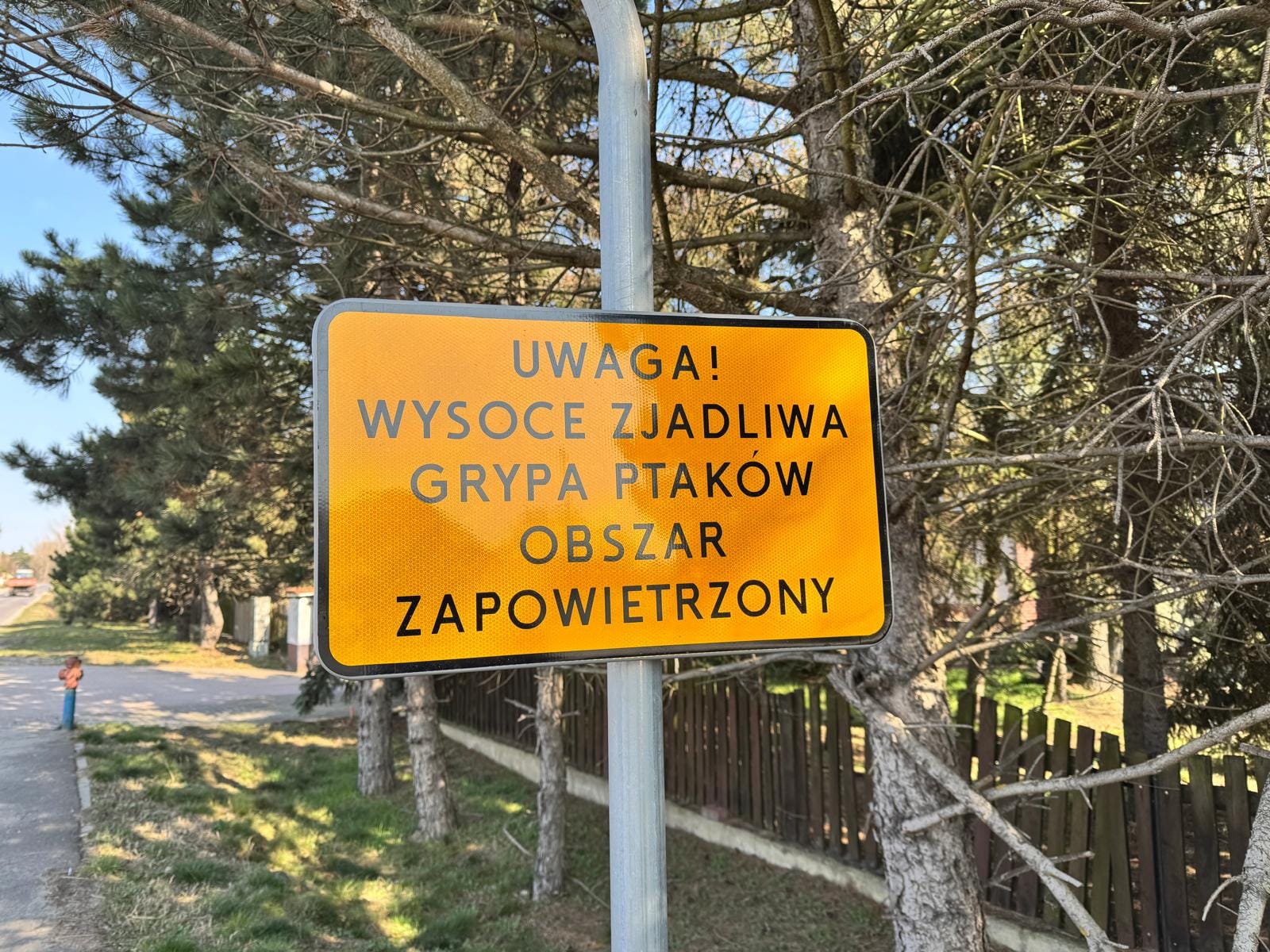 znak obszar zapowietrzony grypa ptaków