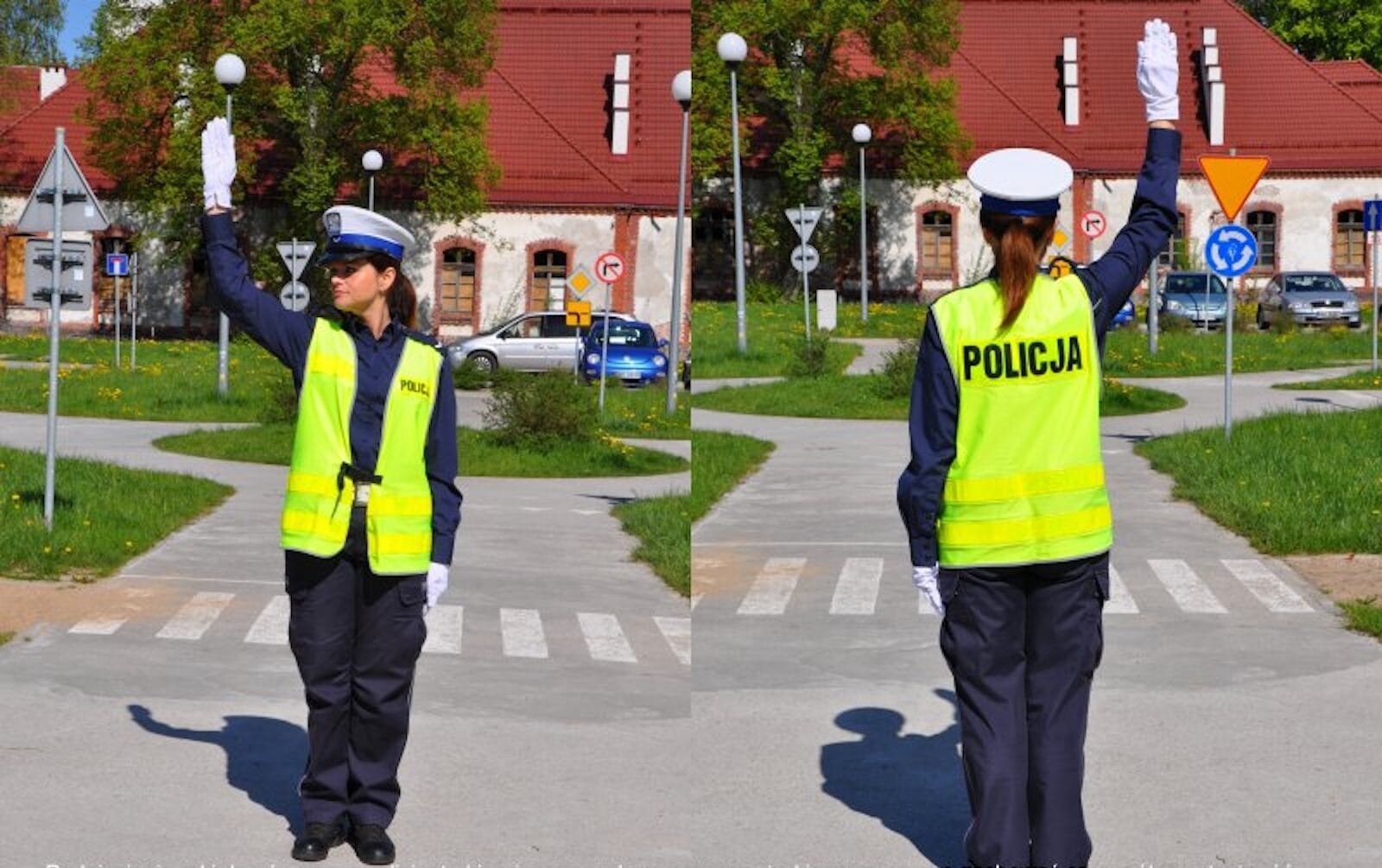 uwaga ręka w górę sygnał żółty