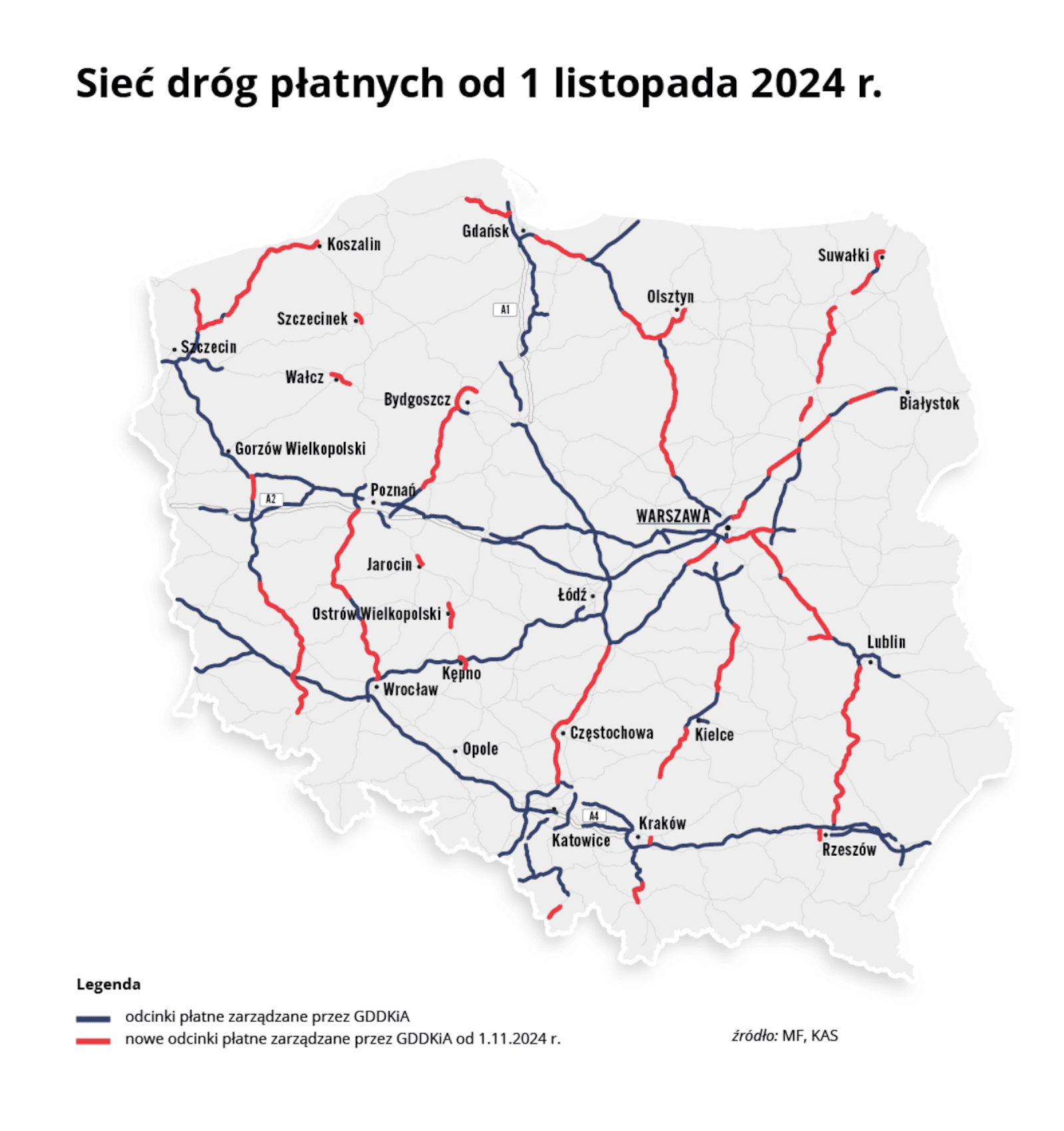 mapa płatnych odcinków