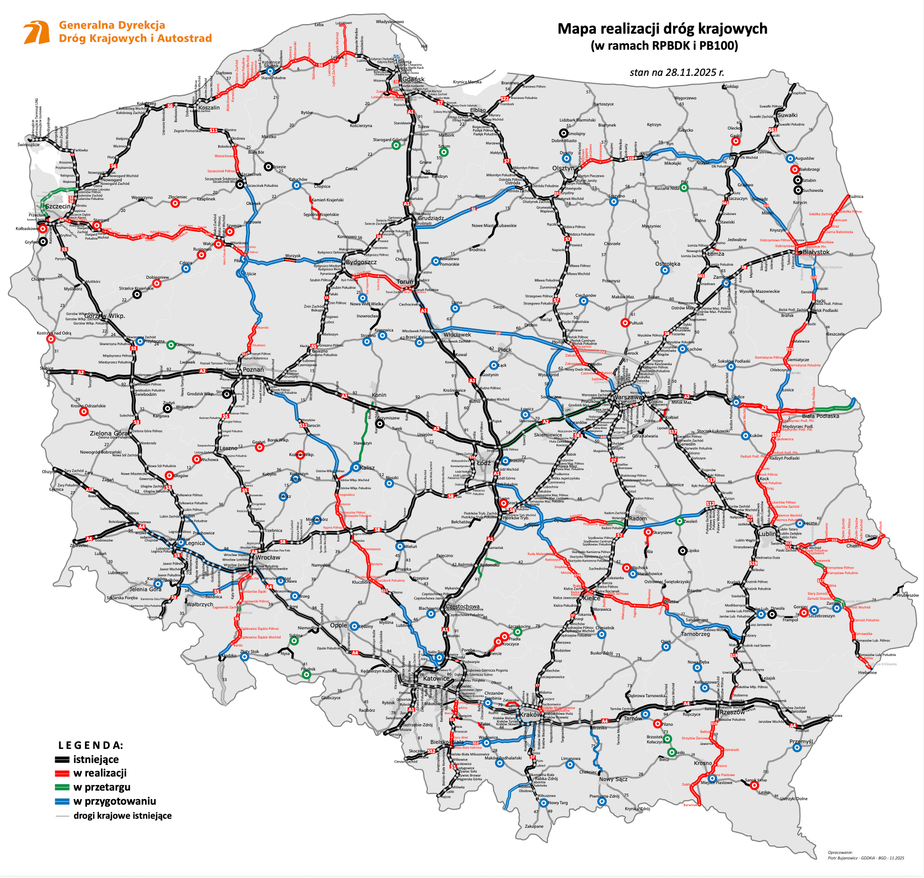mapa stanu budowy dróg