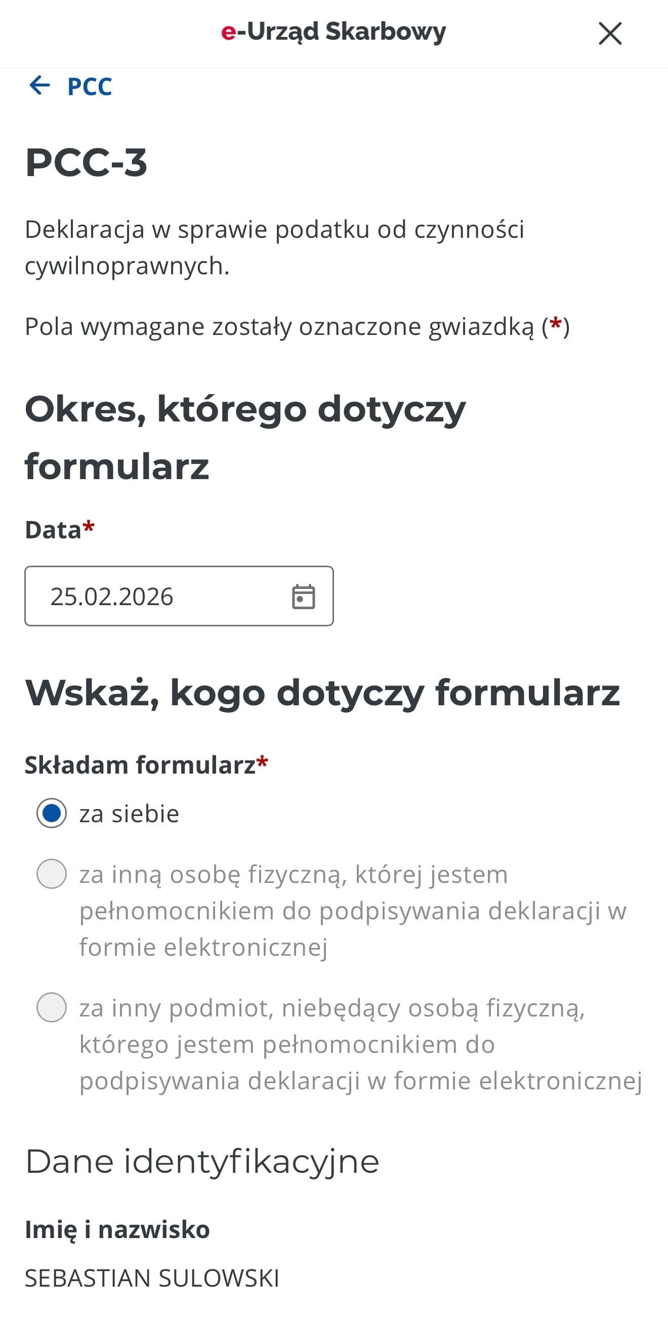 e-US urząd skarbowy formularz PCC