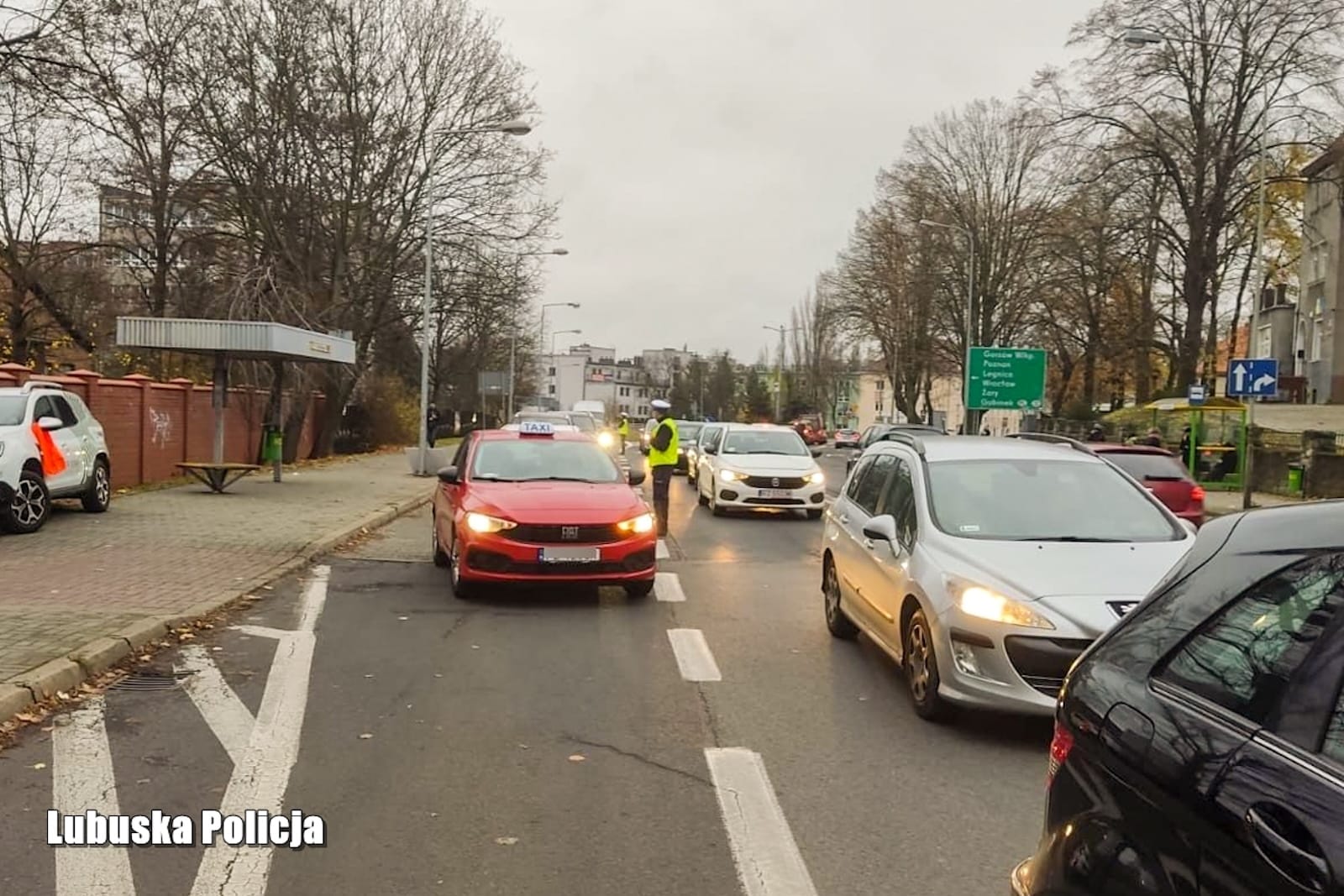 koniec pasa ruchu policja kontrola