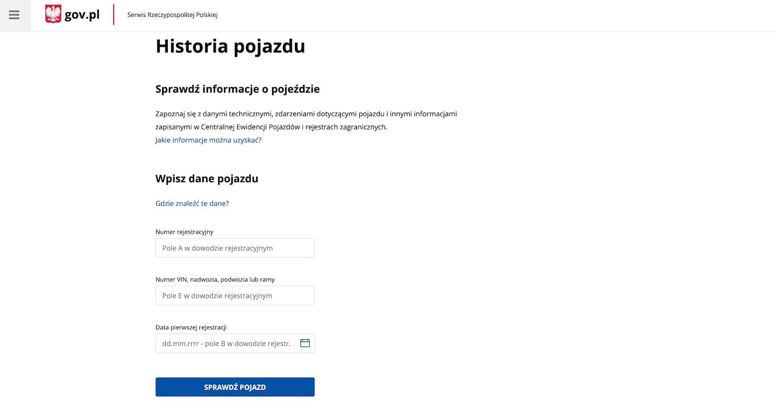 Portal historia pojazdu