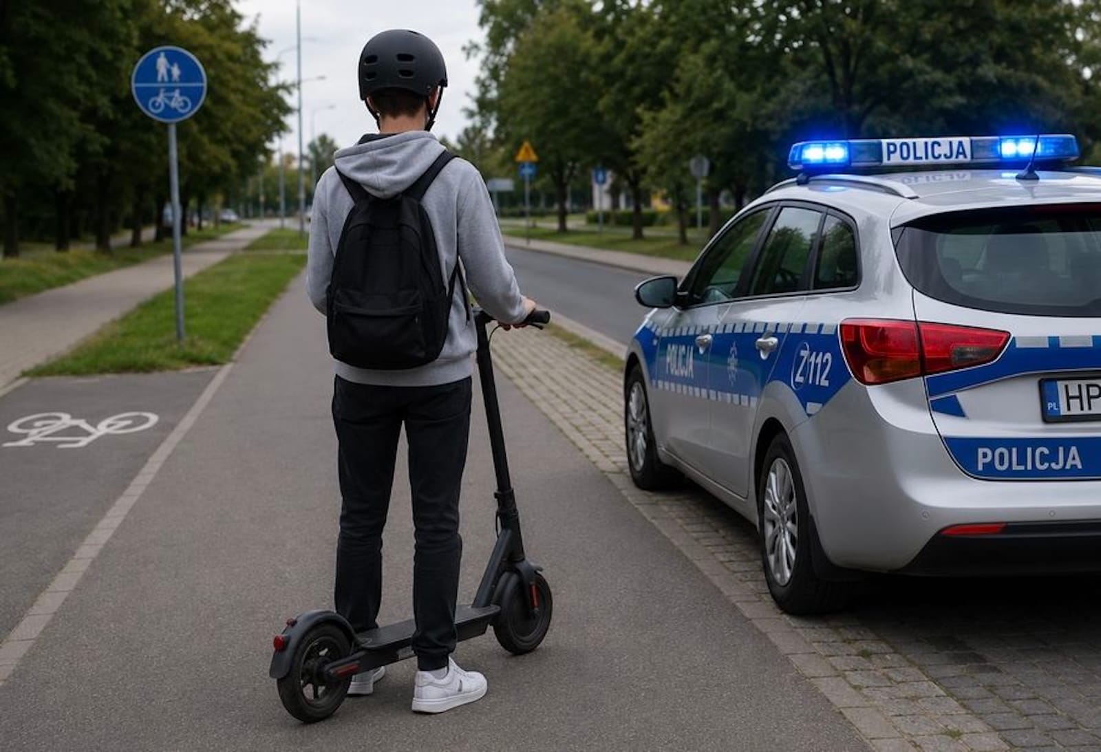 radiowóz ścieżka rowerowa dziecko