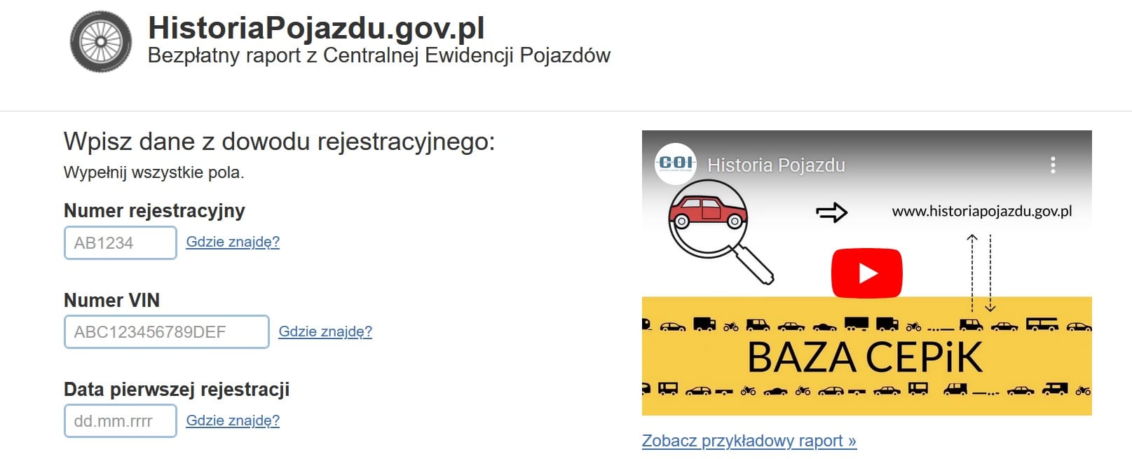 historia pojazdu