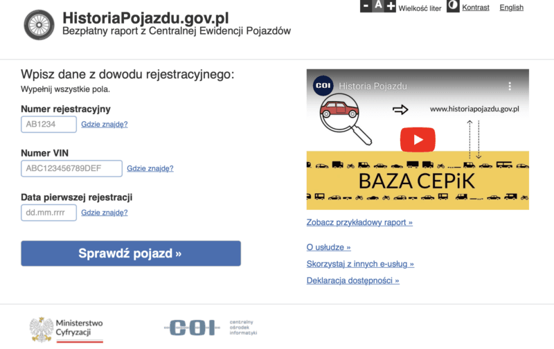 historia pojazdu