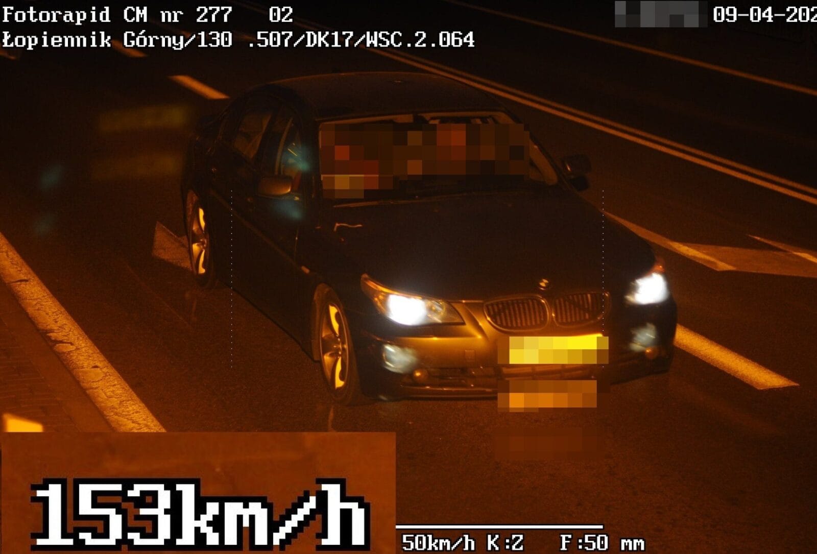 zdjęcie z fotoradary 153 km/h